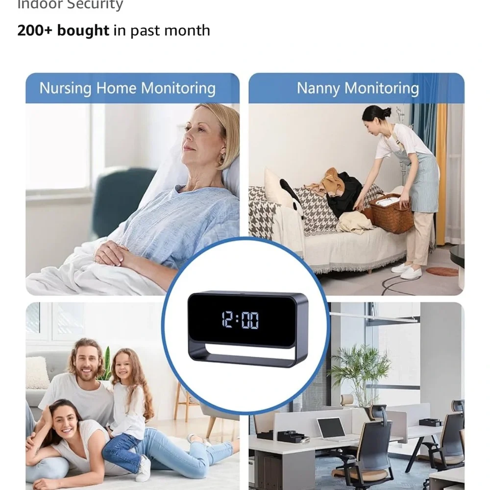 Nanny Cam Clock with Video, 4K FHD Wireless Hidden Camera, Auto Mini spy Camera